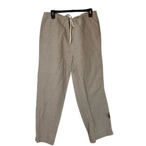 Island Importer Mens Linen Beach Pants Natural Beige Drawstring Size M-30